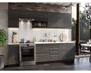 Модульная кухня Бруклин 2,8 м (Бетон черный/Венге) в Горняке - gornyak.mebel54.com | фото