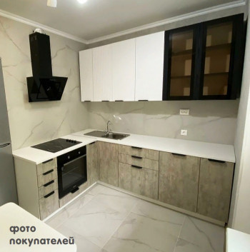 Модульная кухня Норд 1,6 м (Софт даймонд/Камень беж/Белый) в Горняке - gornyak.mebel54.com | фото