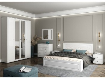 Модульная спальня Барселона (Белый/Белый глянец) в Горняке - gornyak.mebel54.com | фото