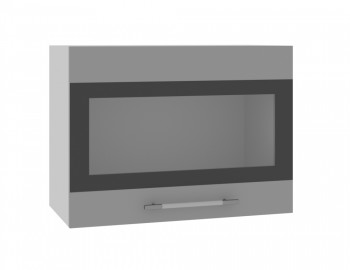 Норд ШВГС 600 Шкаф верхний горизонтальный со стеклом (Софт черный/корпус Белый) в Горняке - gornyak.mebel54.com | фото