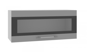 Норд ШВГС 800 Шкаф верхний горизонтальный со стеклом (Софт черный/корпус Белый) в Горняке - gornyak.mebel54.com | фото