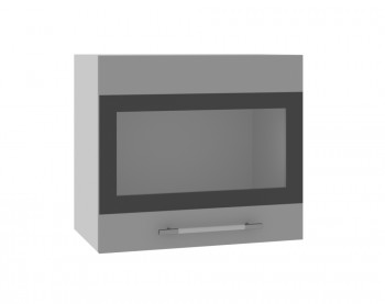 Олива ВПГСФ 500 Шкаф верхний горизонтальный со стеклом с фотопечатью высокий (Снег глянец/корпус Серый) в Горняке - gornyak.mebel54.com | фото
