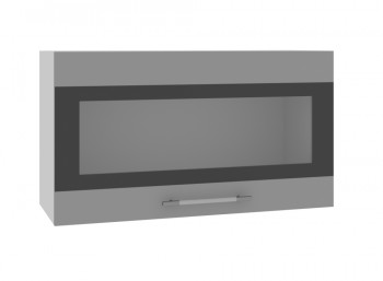 Олива ВПГСФ 800 Шкаф верхний горизонтальный со стеклом с фотопечатью высокий (Снег глянец/корпус Серый) в Горняке - gornyak.mebel54.com | фото
