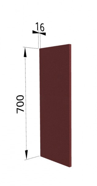 Панель торцевая П Квадро (для шкафа верхнего) Красная кожа в Горняке - gornyak.mebel54.com | фото