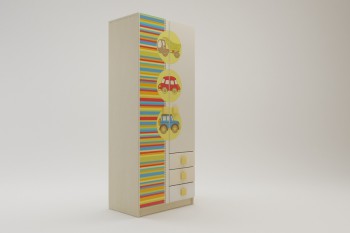 Шкаф 2-х створчатый с ящиками Клаксон (Бежевый/корпус Клен) в Горняке - gornyak.mebel54.com | фото