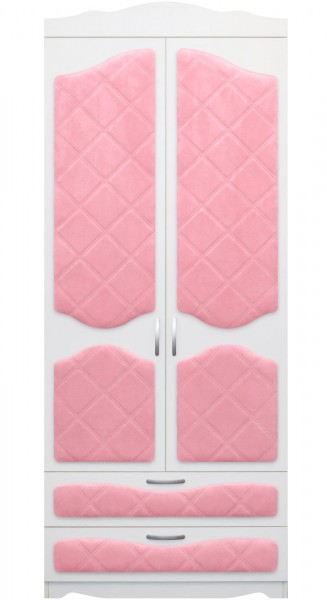 Шкаф 2-х створчатый с ящиками серии Иллюзия 36 Светло-розовый в Горняке - gornyak.mebel54.com | фото