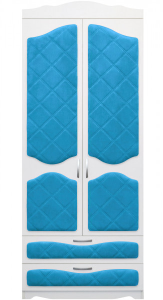 Шкаф 2-х створчатый с ящиками серии Иллюзия 84 Ярко-голубой в Горняке - gornyak.mebel54.com | фото