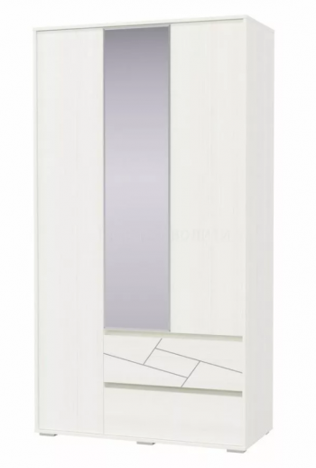 Шкаф 3-х дверный с ящиками Аделина 1200 Рамух белый в Горняке - gornyak.mebel54.com | фото
