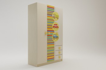 Шкаф 3-х створчатый с ящиками Клаксон (Бежевый/корпус Клен) в Горняке - gornyak.mebel54.com | фото