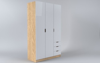 Шкаф 3-х створчатый с ящиками Лофт (Белый/корпус Дуб Сонома) в Горняке - gornyak.mebel54.com | фото