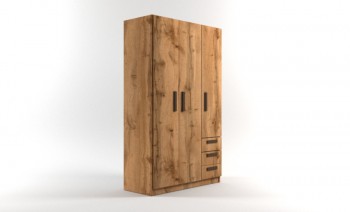 Шкаф 3-х створчатый с ящиками Шервуд (Дуб Вотан) в Горняке - gornyak.mebel54.com | фото