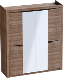 Шкаф четырехдверный Соренто с комплектом полок (3 шт)Дуб стирлинг/Кофе структурный матовый в Горняке - gornyak.mebel54.com | фото