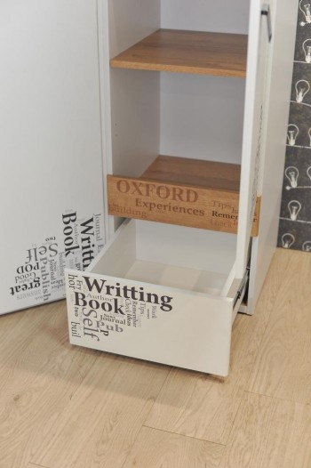 Шкаф для белья «Оксфорд» (Ривьера/Белый с рисунком) в Горняке - gornyak.mebel54.com | фото