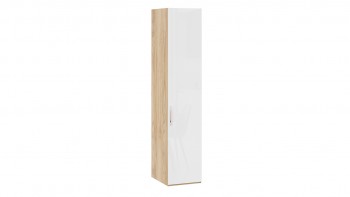 Шкаф для белья с 1 глухой дверью «Эмбер» Яблоня Беллуно/Белый глянец в Горняке - gornyak.mebel54.com | фото
