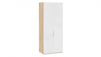 Шкаф для одежды с 2 глухими дверями «Эмбер» Яблоня Беллуно/Белый глянец в Горняке - gornyak.mebel54.com | фото