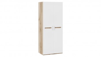 Шкаф для одежды с 2-мя дверями «Фьюжн» Дуб Делано/Белый глянец в Горняке - gornyak.mebel54.com | фото