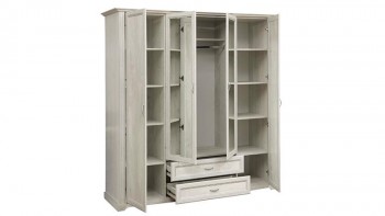 Шкаф для одежды "Сохо" (бетон пайн белый/2 ящика/зеркало) в Горняке - gornyak.mebel54.com | фото
