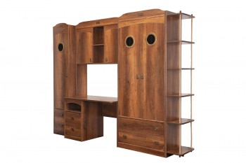Шкаф комбинированный для одежды с иллюминатором «Навигатор» (Дуб Каньон) в Горняке - gornyak.mebel54.com | фото