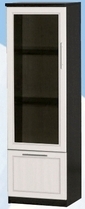 Шкаф нижний с ящиком и стеклодверью ДЛЯ ГОСТИНОЙ ШНЯС-450 Венге/Дуб выбеленный в Горняке - gornyak.mebel54.com | фото