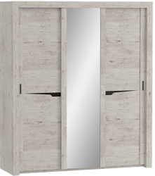 Шкаф трехдверный Соренто с раздвижными дверями Дуб бонифаций/Кофе структурный матовый в Горняке - gornyak.mebel54.com | фото