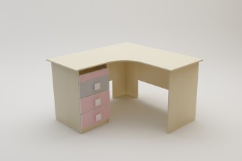 Стол угловой Грэйси (Розовый/Серый/корпус Клен) в Горняке - gornyak.mebel54.com | фото