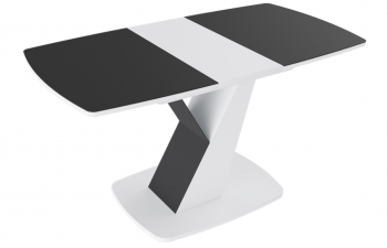 Стол обеденный «Гарда» Тип 1 (Белый/Стекло матовое черный графит) в Горняке - gornyak.mebel54.com | фото