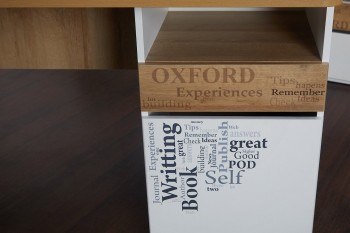 Стол с ящиками «Оксфорд» (Ривьера/Белый с рисунком) в Горняке - gornyak.mebel54.com | фото